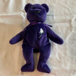 RARE TY Beanie Babies Princess Purple Bear 1997 Memorial Diana Plush No Hang Tag